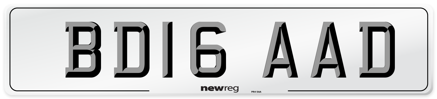BD16 AAD Number Plate from New Reg